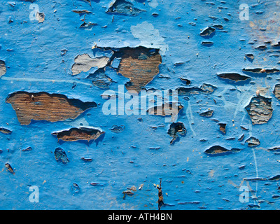 peeled paint over wood boards from a boat hull Stock Photo