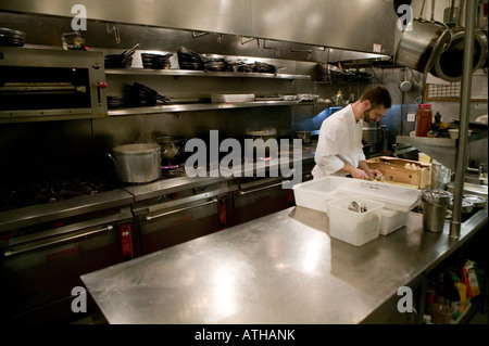Chef in a commercial kitchen in a restaurant 2007 Stock Photo