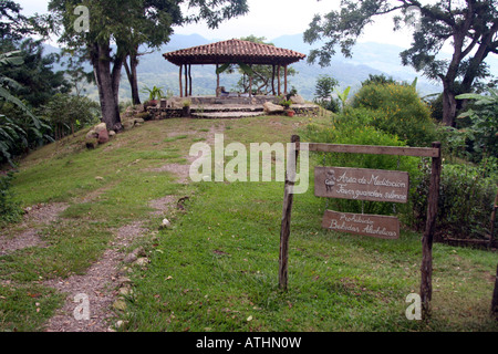 A yoga platform at the Hacienda San Lucas in Honduras, which overlooks the jungle, valley, and the Copan ruins below. Stock Photo
