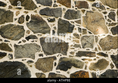 Stone masonry detail showing oyster shell flecks Holy Trinity Old Swedes Church 1698 Christina Landing Wilmington Delaware Stock Photo