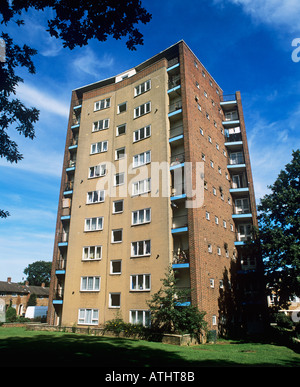 The Lawn in Harlow New Town - the first residential tower block in England. Stock Photo