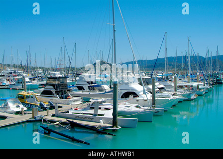 airlee beach queensland Proserpine Airlee Beach boat ship marina yacht blue sky tropical weather holiday travel tourism tourist Stock Photo