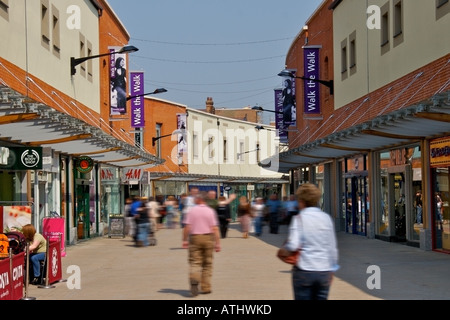 Fremlin Walk shoppers in Maidstone, Kent on  summers afternoon. England, UK Stock Photo