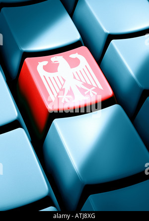 German Bundesadler on a key Bundesadler auf Tastatur Stock Photo