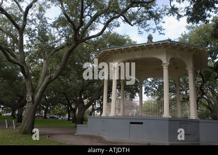 A gazebo built in 1904 sit beneath trees in the center of White Point Gardens The Battery Charleston SC December 30 2007 Stock Photo