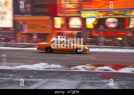 New York Taxi cab on Broadway Stock Photo