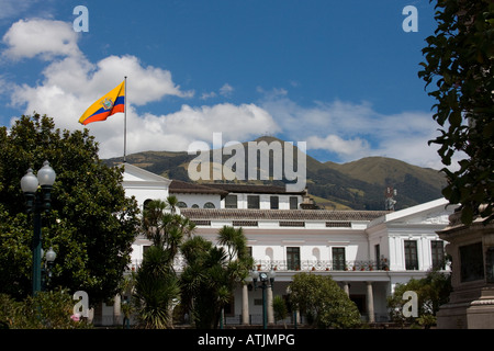 Government buildings with Ecuadorian flag in Quito Pichincha province, capital of Ecuador Stock Photo