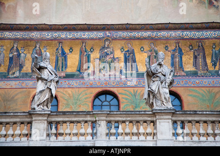 Main facade of S Maria in Trastevere Rome Italy Stock Photo