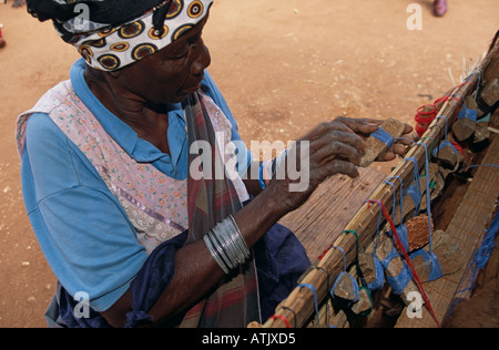 Venda weaver at work, South Africa Stock Photo