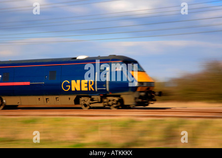 GNER 82 class DVT Electric HST train Lolham Peterborough Cambridgeshire East Coast Main Line England UK Stock Photo