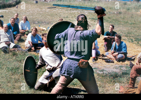 Vikings in a fierce duel Stock Photo