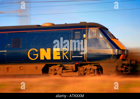 GNER 82 class DVT Electric HST train Lolham Peterborough Cambridgeshire East Coast Main Line England UK Stock Photo