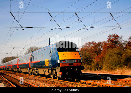 GNER 82 class DVT Electric HST train ECML Connington Peterborough Cambridgeshire East Coast Main Line England UK Stock Photo