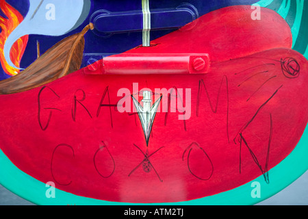 Detail Of One Previous Owner by Mel A Signed by Graham Coxon A 10 Foot Tall Les Paul Replica, Part Of Gibson's GuitarTown Stock Photo