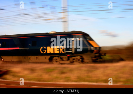 GNER 82 class DVT Electric HST train Lolham Peterborough Cambridgeshire East Coast Main Line England UK Stock Photo