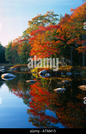 Autumn Mersey River nr Kejimkujik National Park Nova Scotia Canada Stock Photo