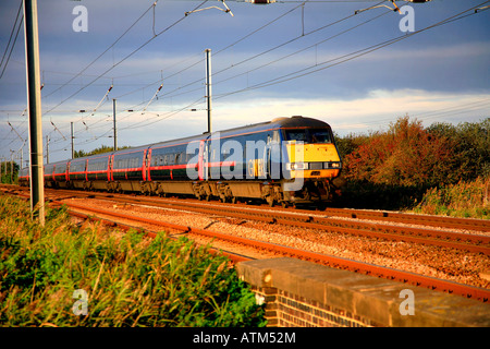 GNER 82 class DVT Electric HST train Lolham Peterborough Cambridgeshire East Coast Main Line England UK Stock Photo