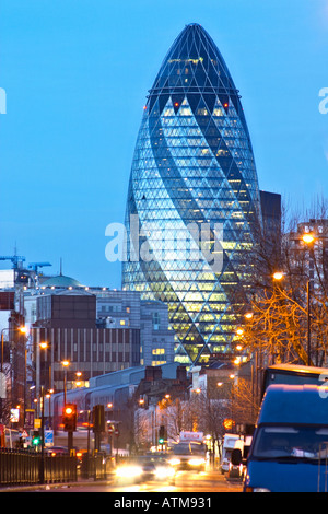 30 St Mary Axe Swiss Re Gherkin skyscraper tower in London England UK Stock Photo