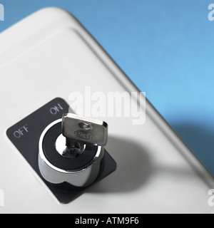 Electrical on off power switch for an security alarm with a key in the ...
