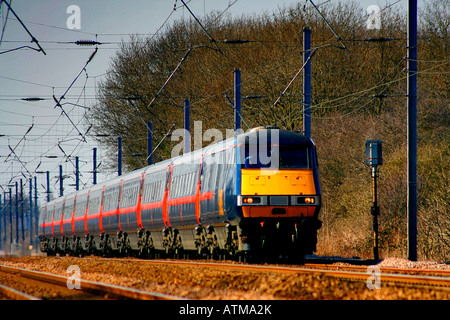 GNER 82 class DVT Electric HST train Lolham Peterborough Cambridgeshire East Coast Main Line England UK Stock Photo