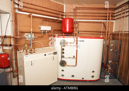 Geo-thermal heat exchanger and hot water tank for a large heating system Stock Photo