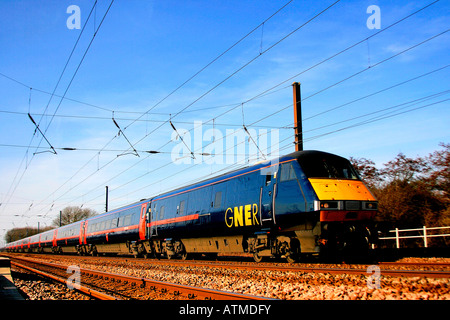 GNER 82 class DVT Electric HST train Lolham Peterborough Cambridgeshire East Coast Main Line England UK Stock Photo