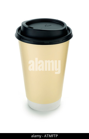 Paper take away coffee cup with lid. Stock Photo