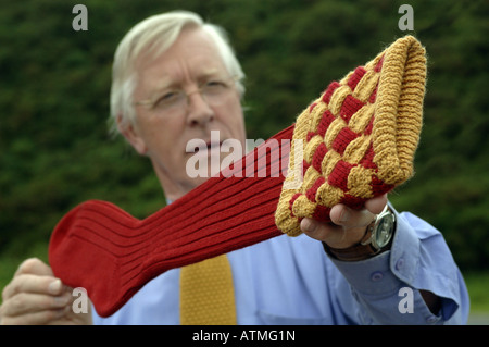 Sock manufacturing at a small factory in the borders of Scotland Stock Photo