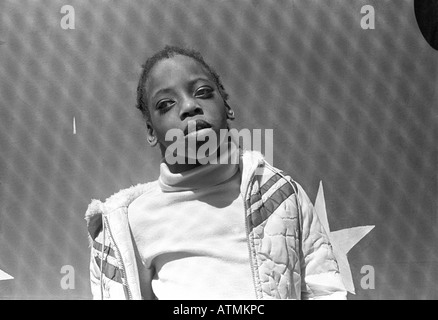 Severely disabled child at a special school in New York City, African American Stock Photo
