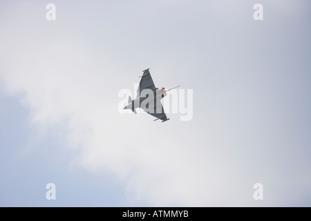 RAF Typhoon Eurofighter climbing away on reheat Stock Photo