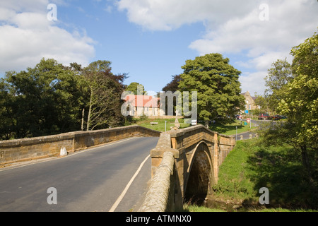 18th Century Lealholm stone bridge over River Esk in Esk Dale "North York Moors" "National Park" Stock Photo