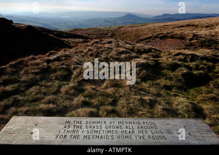 A Poem Carved Into A Wooden Seat,Located On The Staffordshire Moorlands,In England. Stock Photo