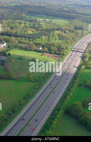 Aerial view of M23 Motorway near Gatwick Airport, UK Stock Photo