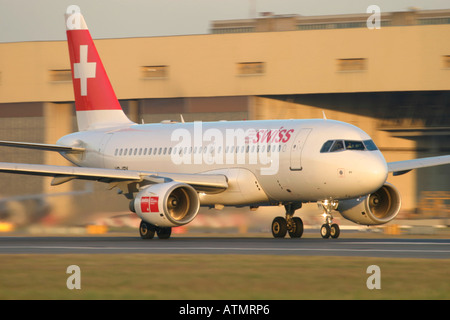 Swiss International Air Lines Airbus A319-112 at London Heathrow Airport Stock Photo