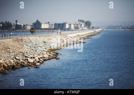 The Strand and Ballona Creek in Playa del Rey, Los Angeles County, California USA