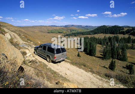 SUV vehicle on the Skyline Drive Wasatch Plateau Utah USA Stock Photo