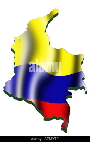 Outline map and flag of Colombia Stock Photo