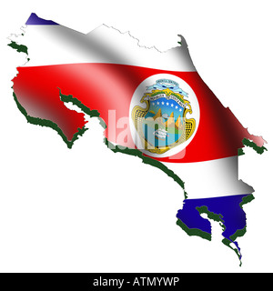 Outline map and flag of Costa Rica Stock Photo