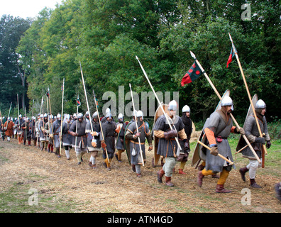 Soldiers from Norman Army marching from the Camp to fight in the Battle
