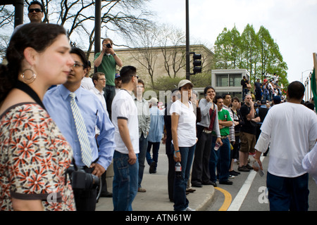 People watching an immigration rally Chicago Illinois Stock Photo