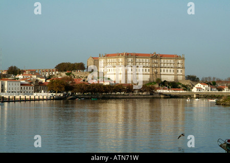 View of Mosteiro de Santa Clara and the Ave river in Vila do Conde, Portugal Stock Photo