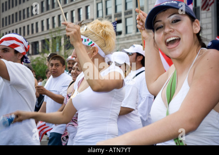 Chicago illinois immigration rally downtown Stock Photo