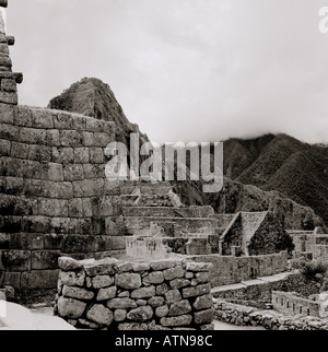 Construction in the ancient city of Machu Picchu in the Sacred Valley in Peru in South America. Ancient inca history in Latin America Stock Photo
