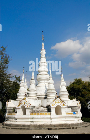 White Bamboo Shoot Pagoda, Manfeilong Ta, Xishuangbanna, Jinghong, Yunnan Province, China Stock Photo