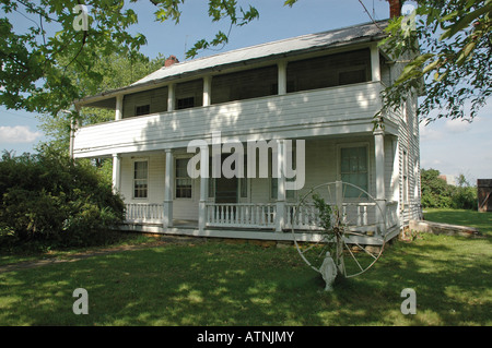 Stately white farm house with porch Batchtown Illinois Stock Photo Alamy