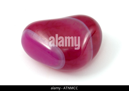 Heart shaped Pink agate on white background Stock Photo