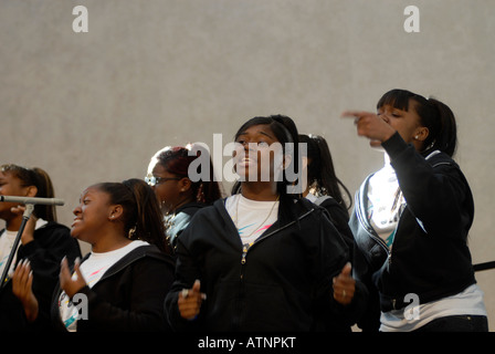 Top choirs from around the country perform at the World Financial Center for the Pathmark Gospel Choir Competition Stock Photo