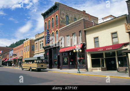 A view of the main street of Deadwood South Dakota in Spearfish Canyon in the Black Hills Stock Photo