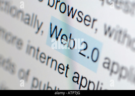 Computer screen Web 2.0 close up Stock Photo