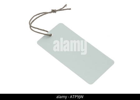 Blank light blue tag isolated on white Stock Photo